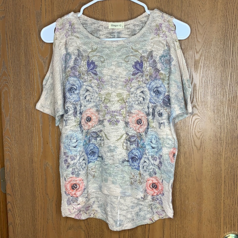 Peak A Boo Shoulder Flower Sweater